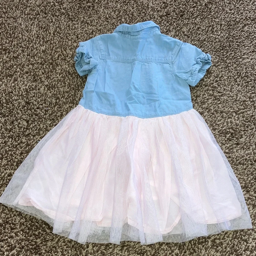 🎉4 for $20 OshKosh B'gosh Baby Denim Shirt Dress With Tulle Skirt, Size 3T